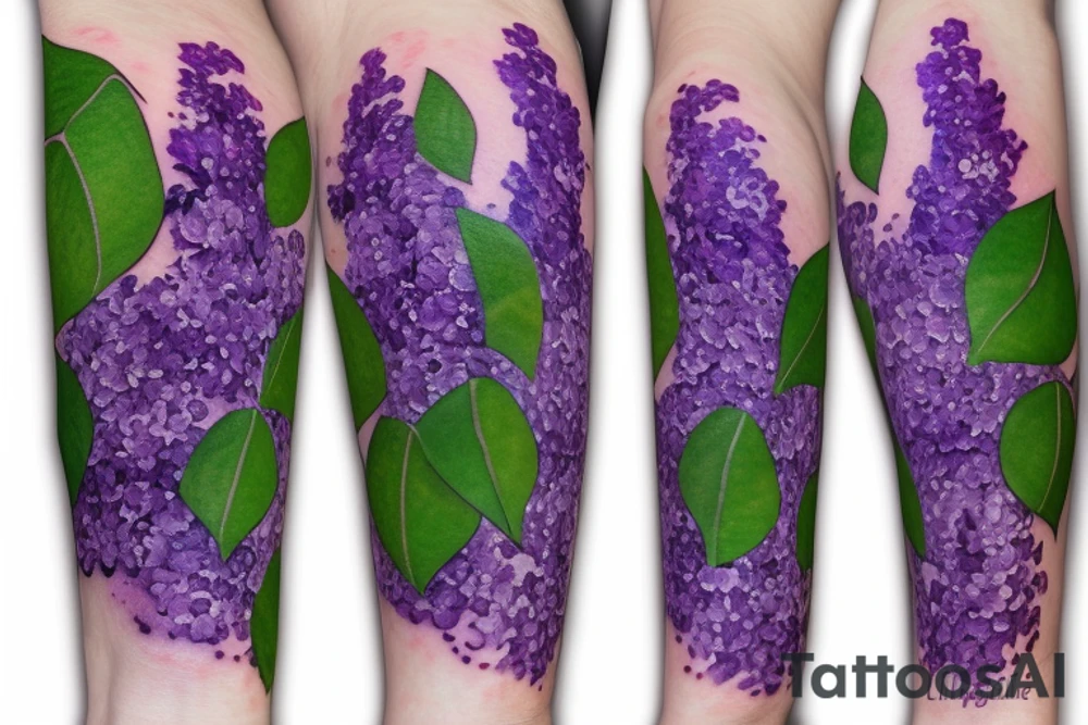 Purple lilacs with green stem and leaves tattoo idea