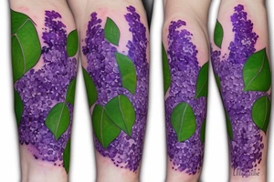 Purple lilacs with green stem and leaves tattoo idea