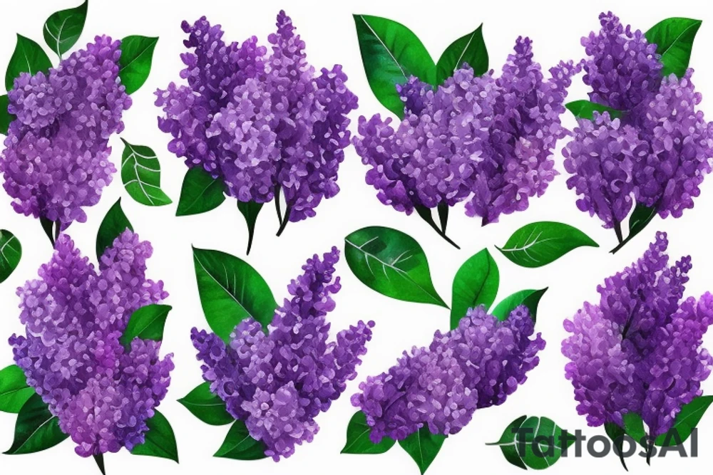 Purple lilacs with green stem and leaves tattoo idea