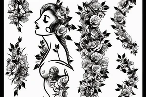 The stencil of the person with roses coming out of her belly is the bare bones of what I want. tattoo idea