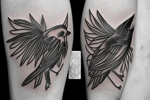 sunflower its't leaves become a crow tattoo idea
