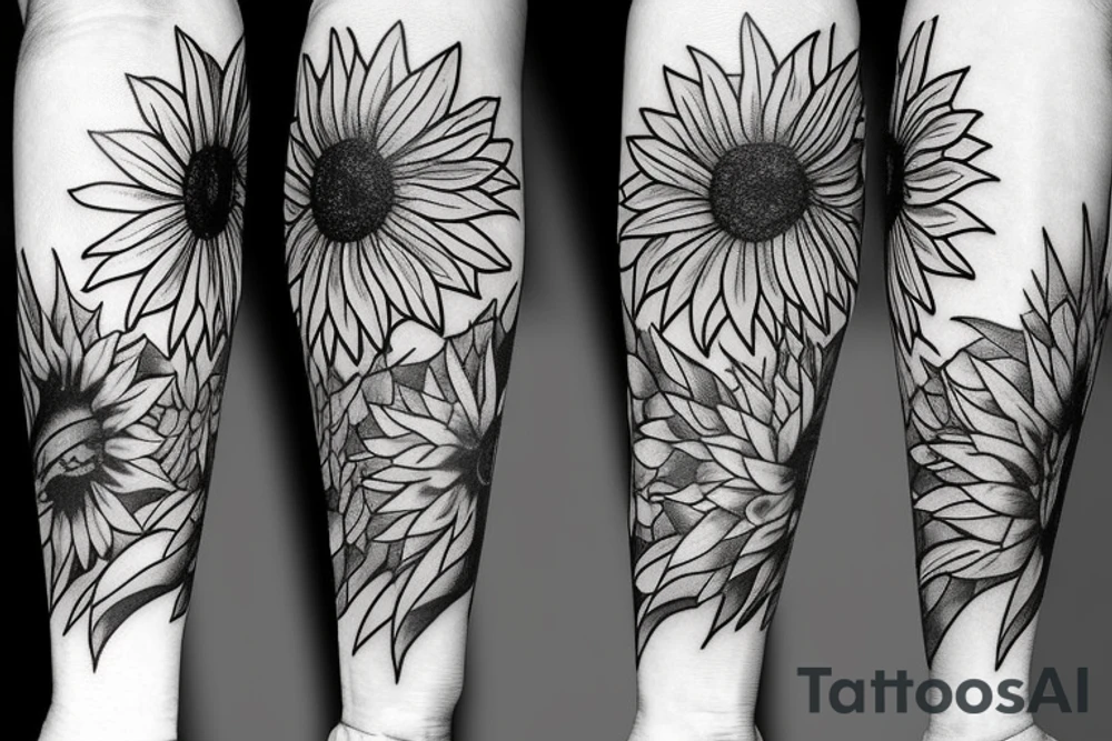 sunflower its't leaves become a crow tattoo idea sunflower its't leaves become a crow tattoo idea