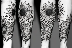 sunflower its't leaves become a crow tattoo idea