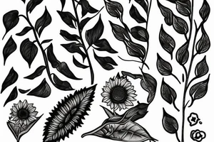 sunflower its't leaves rise a moon tattoo idea