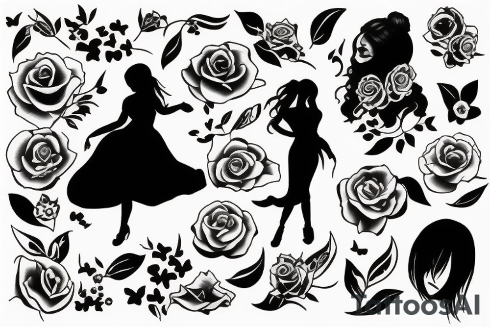 silhouette of a girl tattoo idea
