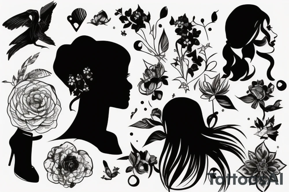 silhouette of a girl tattoo idea