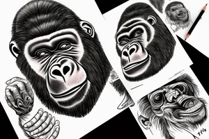 Gorilla face but head is erupting volcano tattoo idea