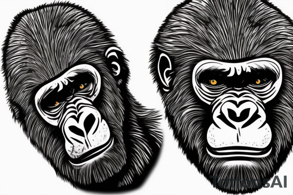 Gorilla face but head is erupting volcano tattoo idea
