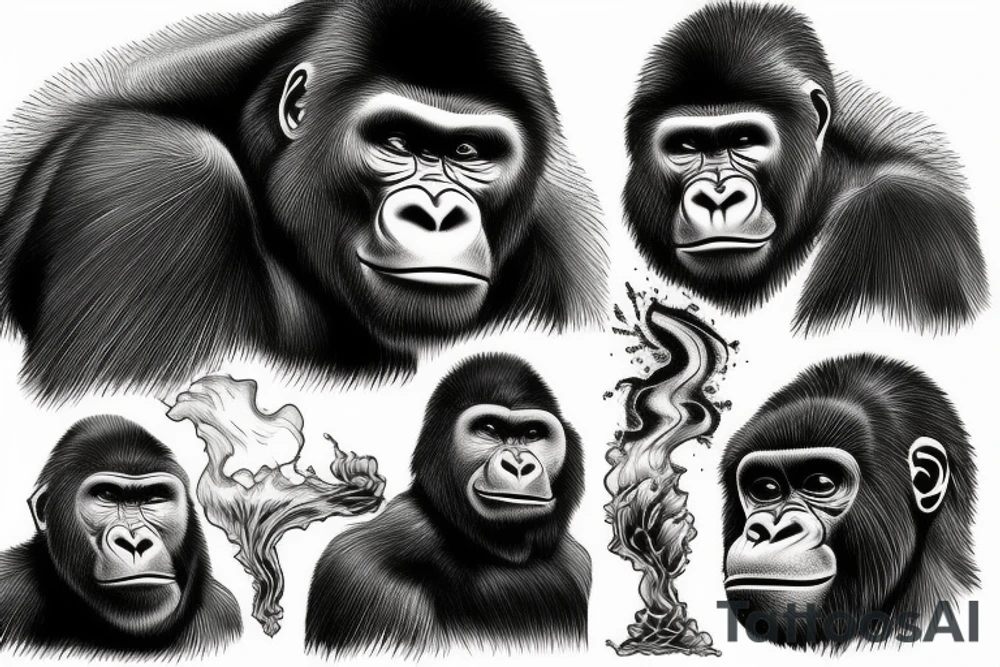 Gorilla erupting volcano tattoo idea