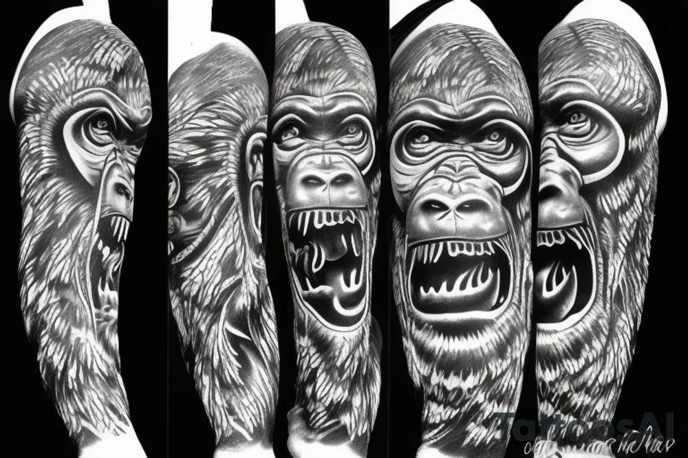 half gorilla half fish tattoo idea