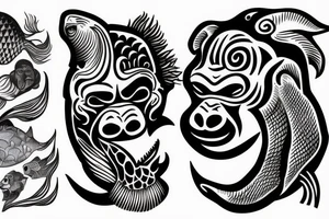 half gorilla half fish tattoo idea