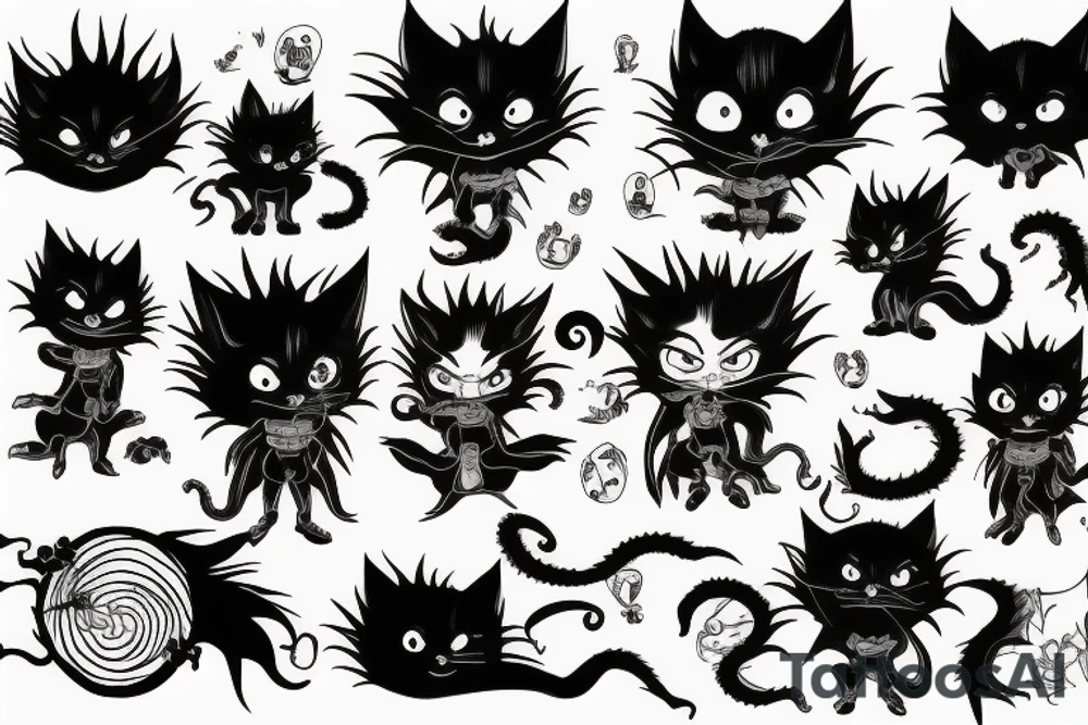 Tim burton black cat with dragon ball tattoo idea