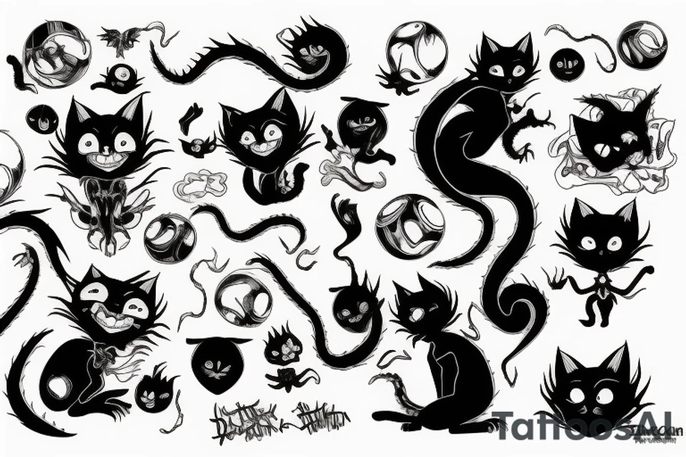 Tim burton black cat with dragon ball tattoo idea