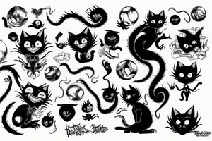 Tim burton black cat with dragon ball tattoo idea