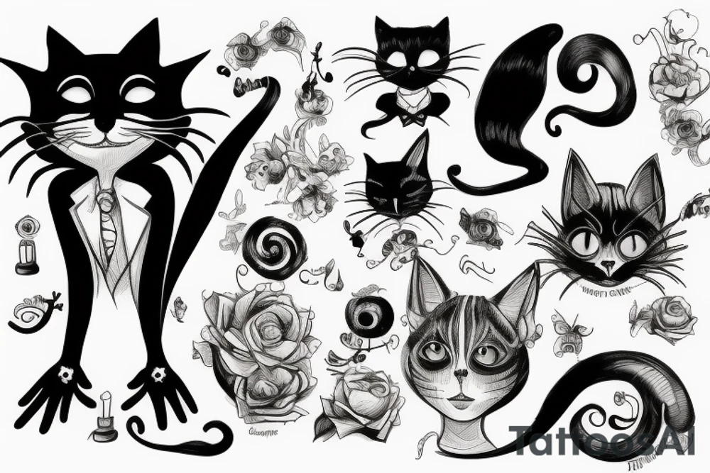 Tim burton black cat tattoo idea