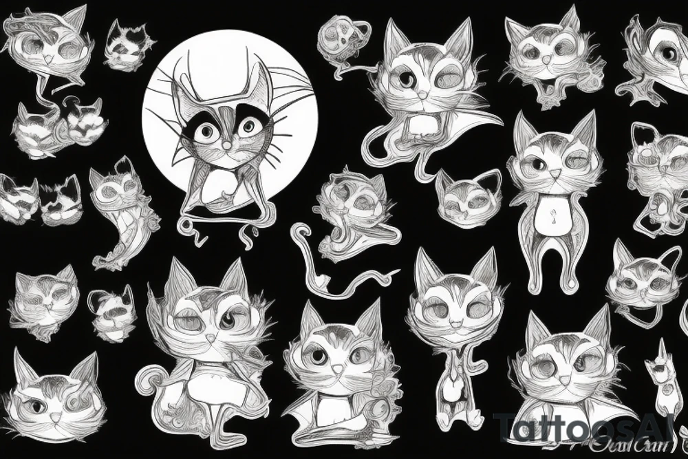 Tim burton black cat tattoo idea