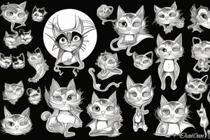 Tim burton black cat tattoo idea
