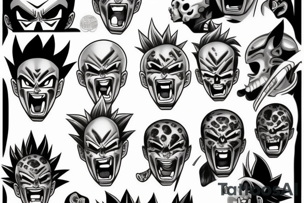 Goku face half skull tattoo idea