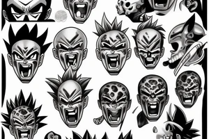 Goku face half skull tattoo idea