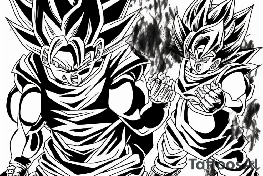 Goku face half skull tattoo idea
