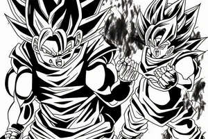 Goku face half skull tattoo idea