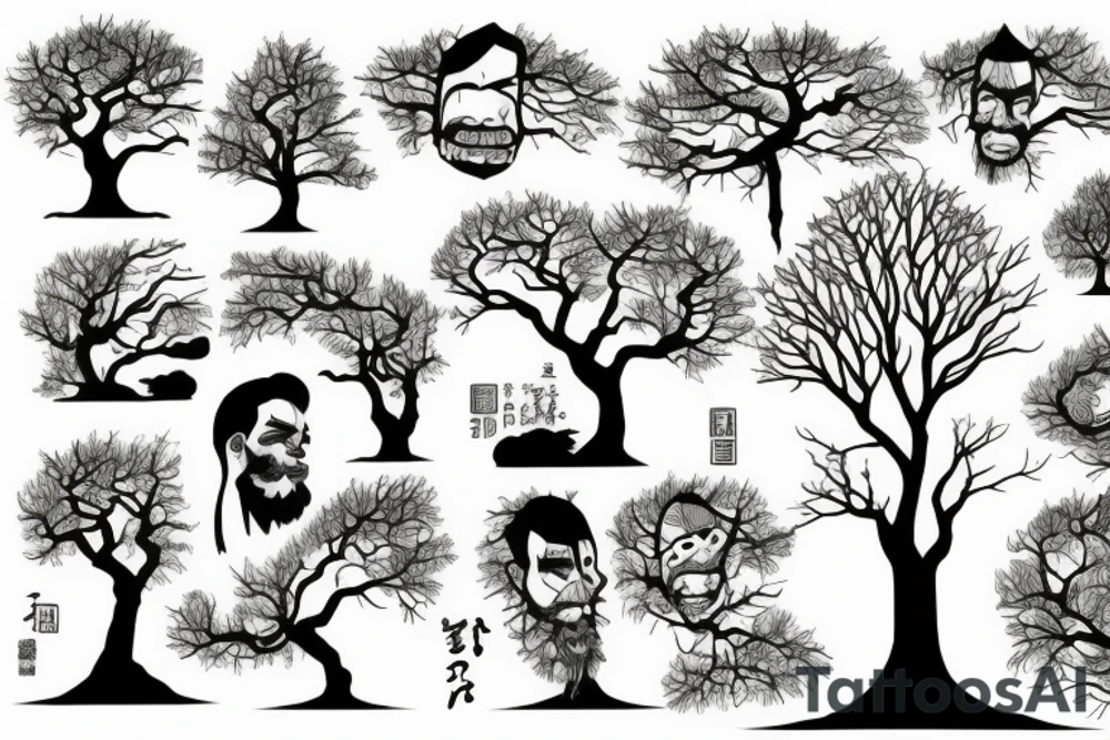 a tree coming out of a man mouth tattoo idea