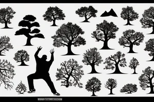 a man throwing up a tree tattoo idea