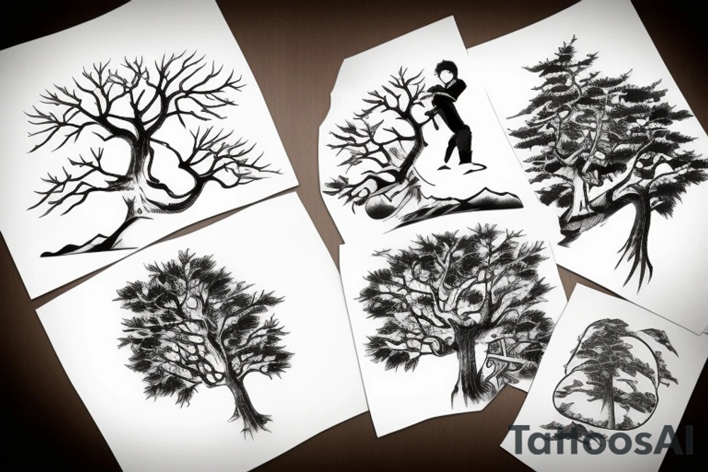 a man throwing up a tree tattoo idea
