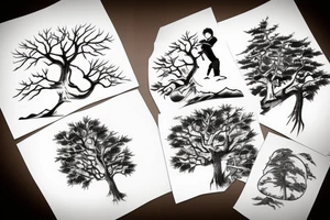 a man throwing up a tree tattoo idea