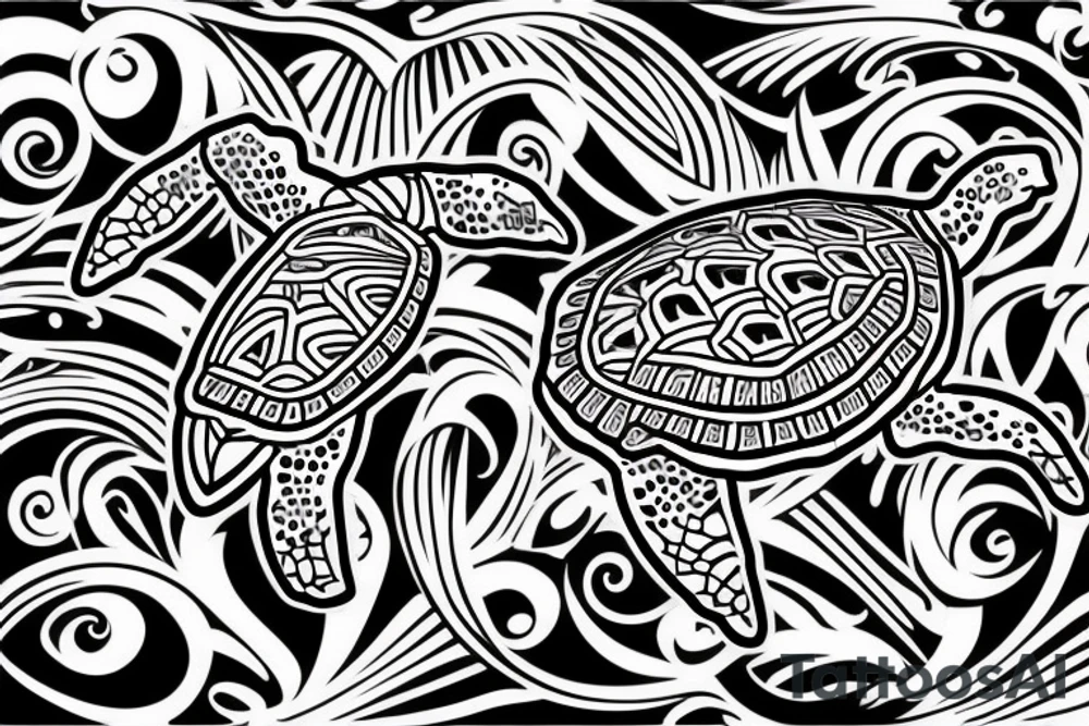 stencil, turtle, polynesian tattoo idea