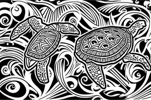 stencil, turtle, polynesian tattoo idea