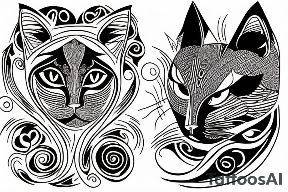Cat female male tattoo idea