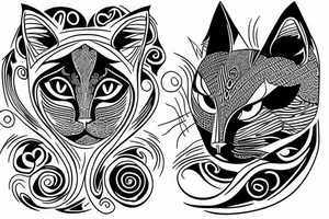 Cat female male tattoo idea