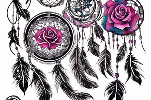 universe, dream catcher, rose tattoo idea