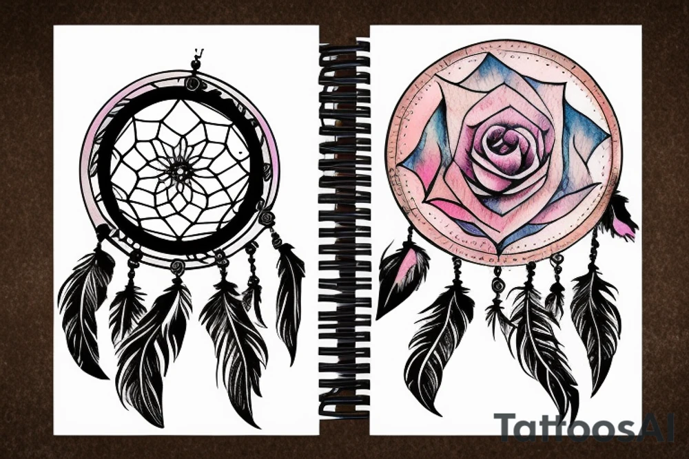 universe, dream catcher, rose tattoo idea
