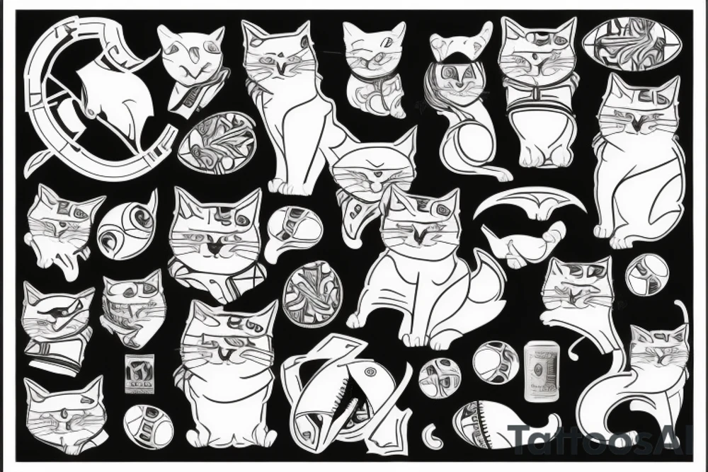 Football cats whiskey games London Fulham tattoo idea