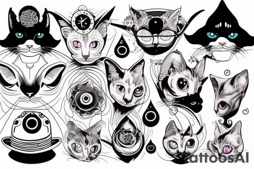 Siamese cat, third eye, tattoo, hat tattoo idea