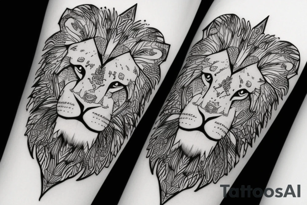 Lion with men tattoo idea