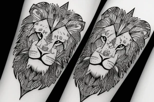 Lion with men tattoo idea