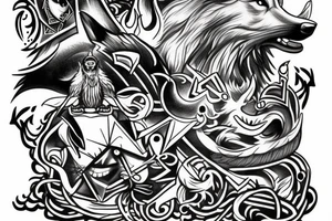 Odin with a wolf tattoo idea