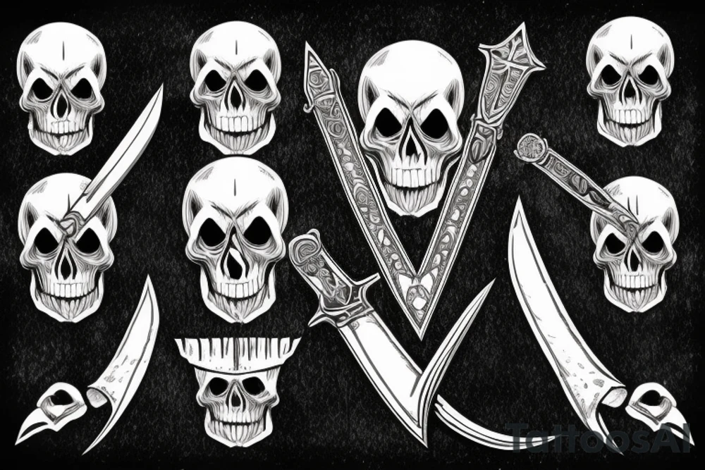 Skull brocken sword tattoo idea