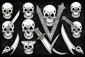 Skull brocken sword tattoo idea