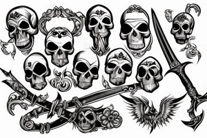 Skull brocken sword tattoo idea