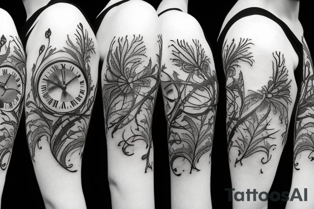 Clock with thistle tattoo idea