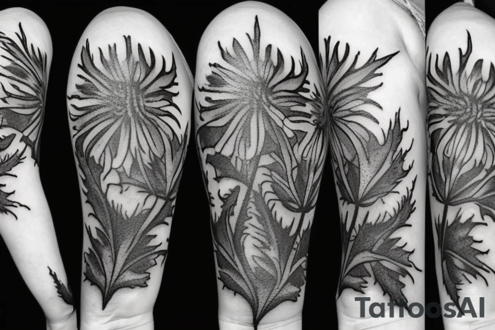 Clock with thistle tattoo idea