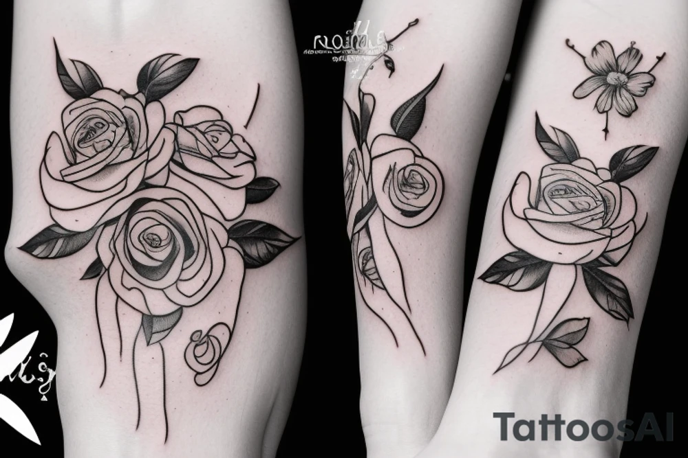 the name Raquel in a rose with a dolphin tattoo idea