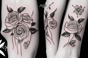the name Raquel in a rose with a dolphin tattoo idea