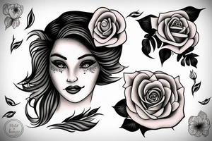the name Raquel in a rose with a dolphin tattoo idea