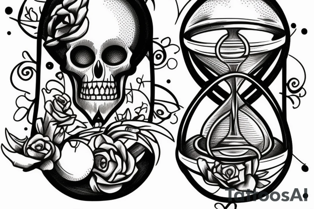 phrase "memento mori" with a hourglass tattoo idea