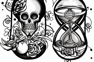 phrase "memento mori" with a hourglass tattoo idea
